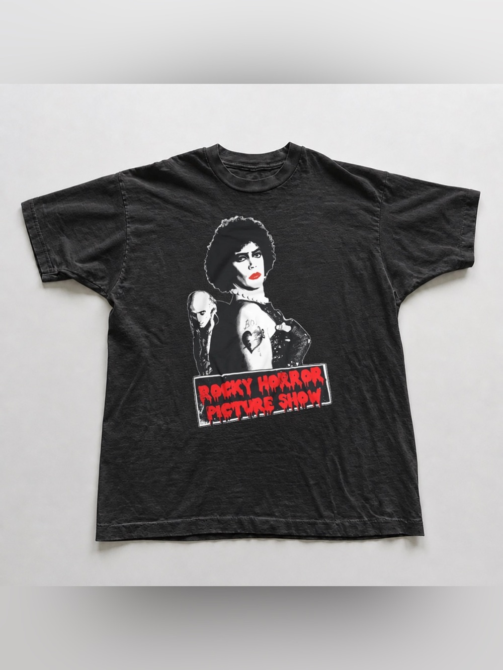 Black Rocky Horror Picture Show Graphic Tee with Red Logo